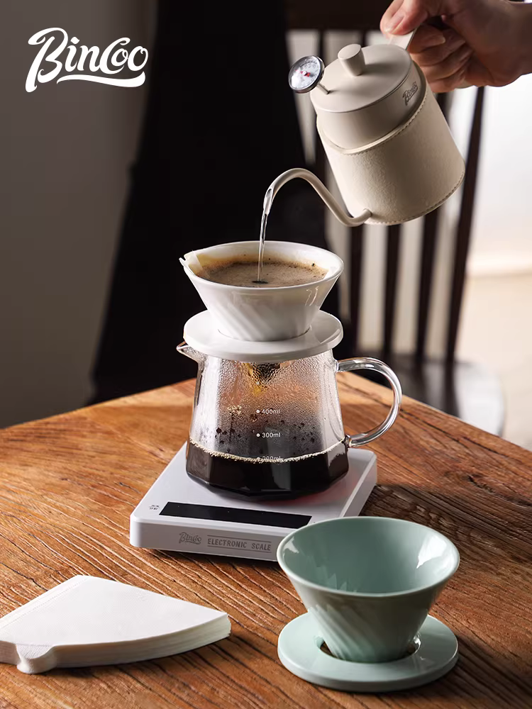 Bộ pha cà phê Pour-over Bincoo, cốc lọc gốm, bộ lọc chiết xuất, bình rót cà phê, bình chia sẻ bằng thủy tinh, dụng cụ pha cà phê