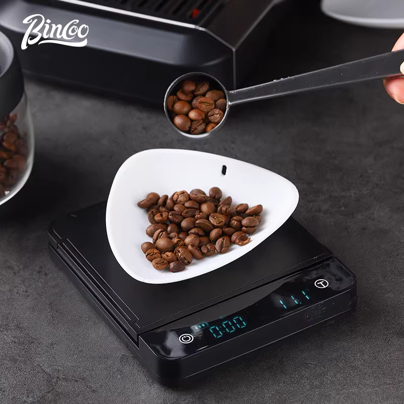 Bộ dụng cụ đo cà phê Bincoo: cốc đo cà phê silicon, khay đo bột cà phê, bát đo đặc biệt, thìa đo, cân điện tử