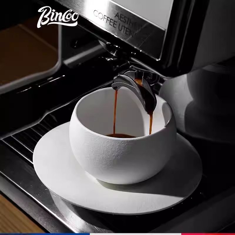 Ly cà phê Bincoo, ly trứng gốm sứ đơn giản phong cách Nhật Bản màu trơn, ly latte tinh tế, bộ ly và đĩa đựng latte nghệ thuật cao cấp