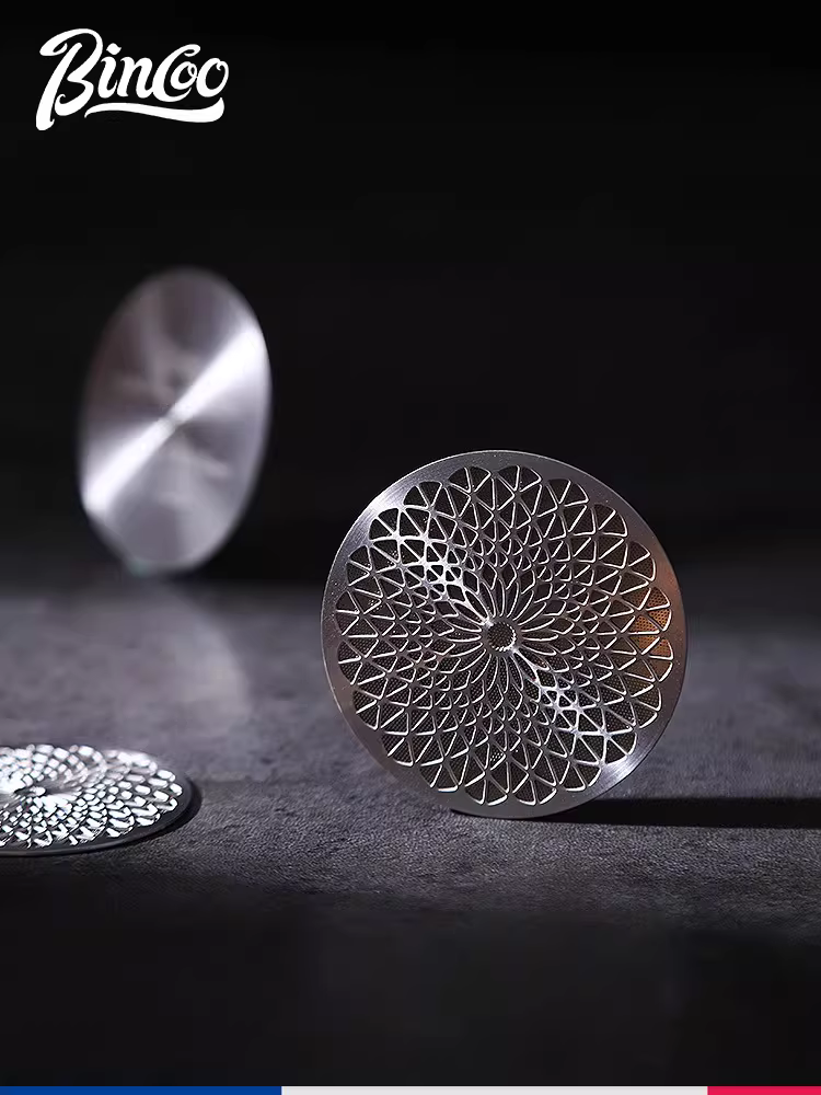 Mạng lưới phân phối nước thứ cấp kính vạn hoa Bincoo, bát đựng bột cà phê espresso, tấm lọc bằng thép không gỉ, tấm lọc sintered để chiết xuất đồng đều