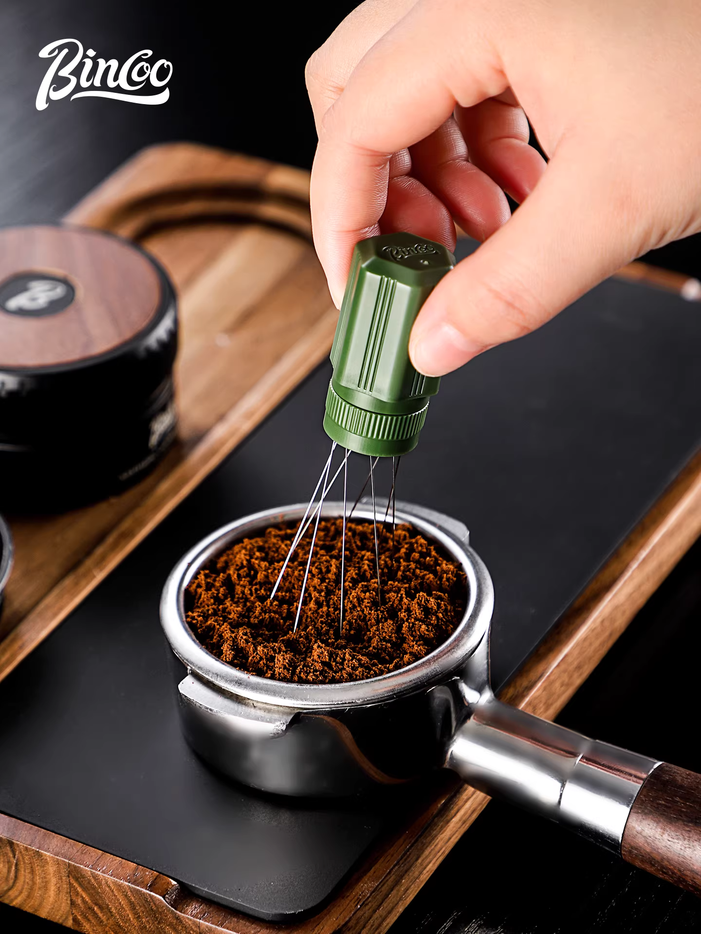 Máy khuấy từ dạng kim dành cho cà phê bột Bincoo, dùng để pha cà phê thủ công, giúp phá vỡ cục tụ và phân phối bột đều, dụng cụ phân phối bột cà phê espresso có thể xoay