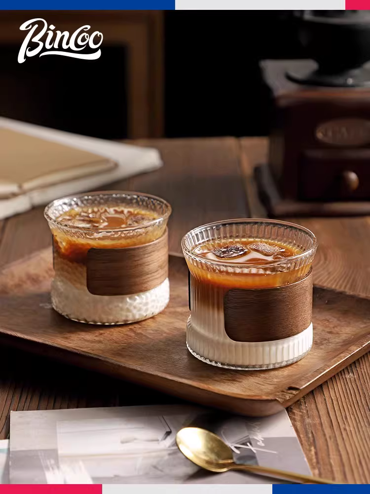 Ly cà phê thủy tinh Bincoo cao cấp, ly gia dụng, ly đá Americano, latte dirty, latte art, ly nước cao cấp