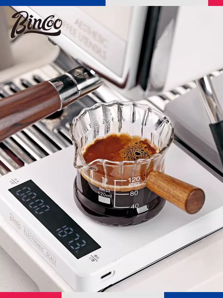 Cốc cà phê hình cánh hoa Bincoo, cốc sữa nhỏ bằng thủy tinh có vạch chia, cốc espresso, cốc ounce Ý, cốc pha cà phê