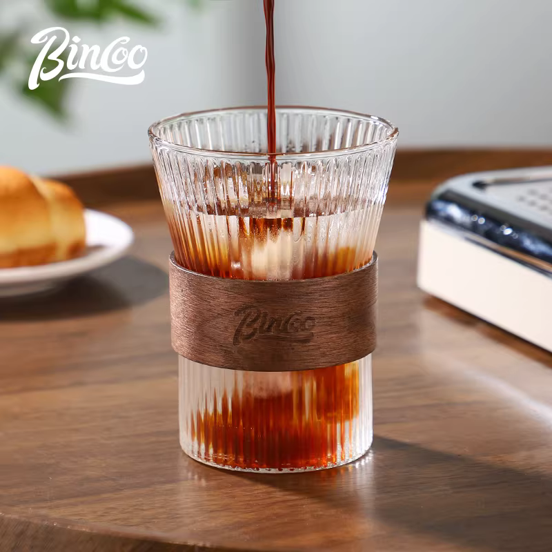Ly cà phê thủy tinh Bincoo, ly Americano đá, ly trà chiều espresso latte, ly nước cao cấp