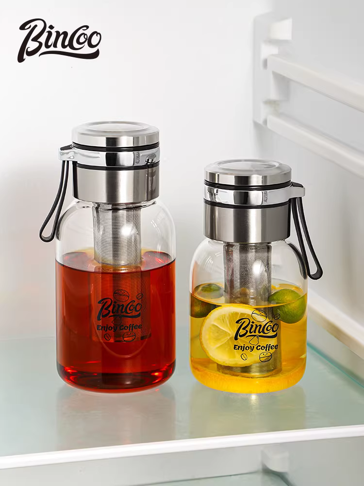 Bình pha cà phê lạnh bằng kính Bincoo, bộ lọc bằng thép không gỉ, cốc pha cà phê lạnh, bình pha cà phê lạnh, ấm pha trà trái cây lạnh