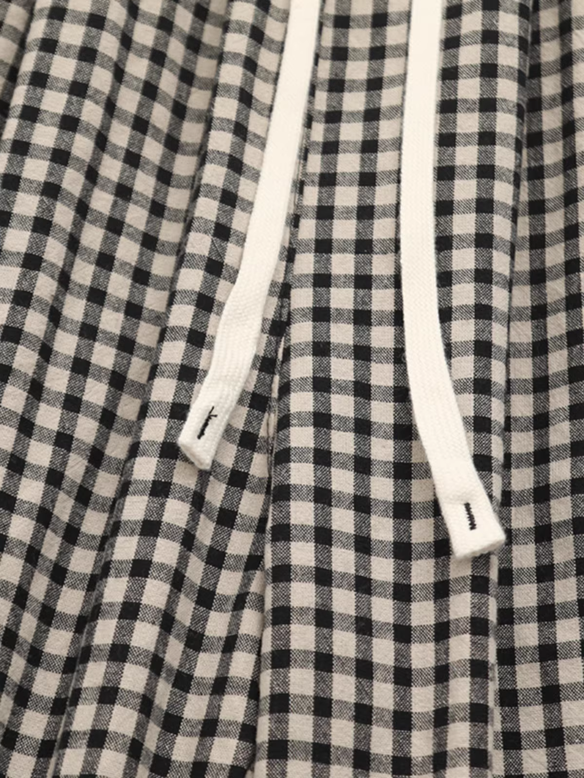 Quần cotton kẻ ca rô lưng thun dáng rộng đa năng Dream Box Thu 2024, kiểu dáng cổ điển, dành cho nữ