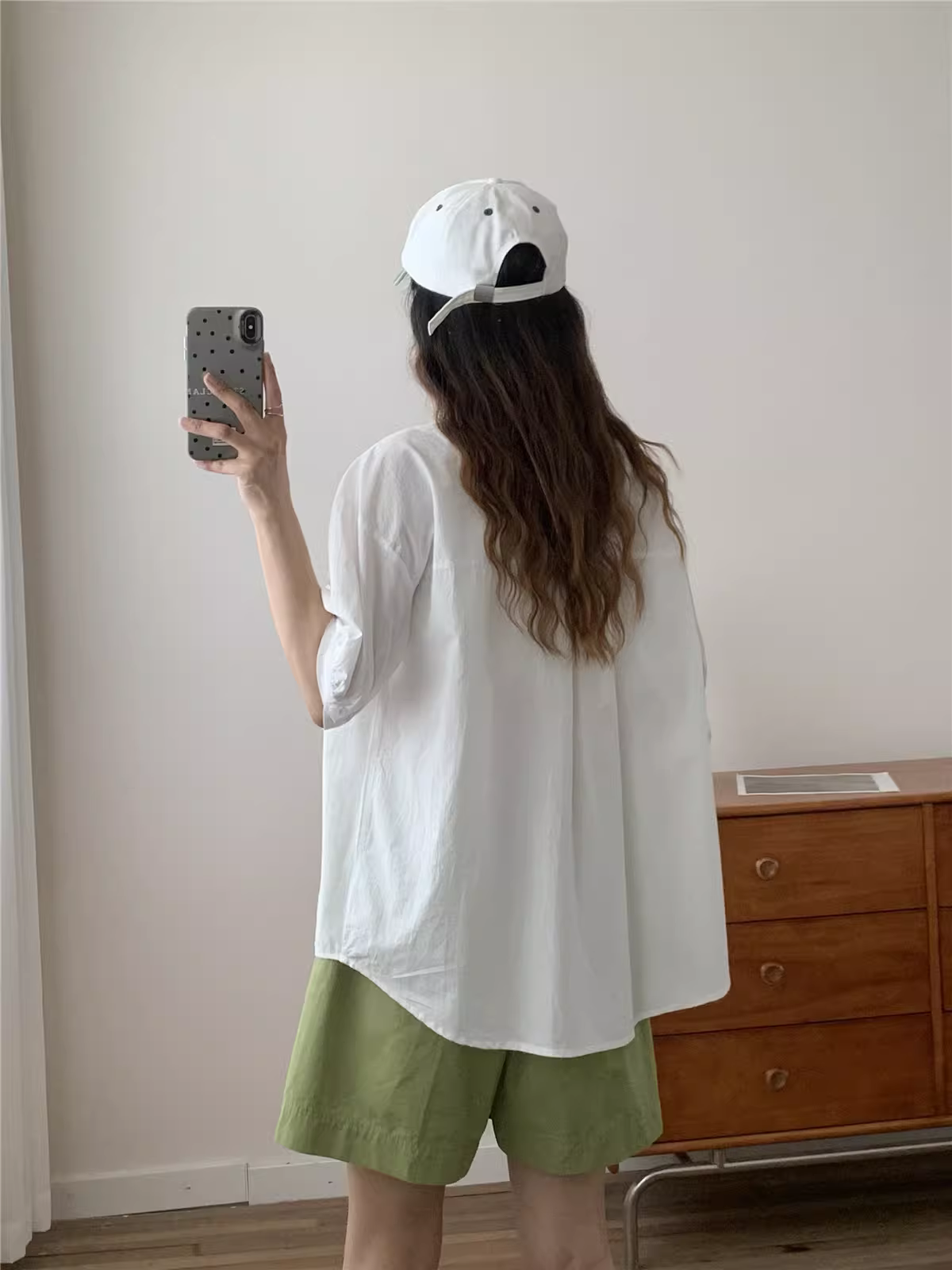 Áo thun cotton thêu hình mèo Dream Box 2025 mùa hè, cổ trụ, tay ngắn, dáng rộng, trẻ trung