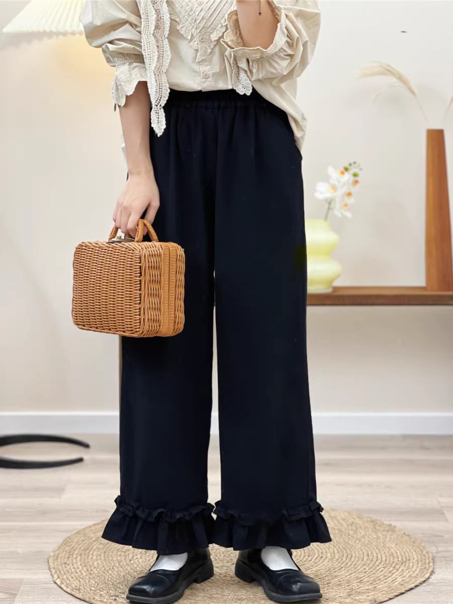 Quần ống rộng xếp ly kiểu mới Xuân 2025 Dream Box, quần ống đứng nữ, lưng thun, dáng suông, tôn dáng, chất liệu thoải mái