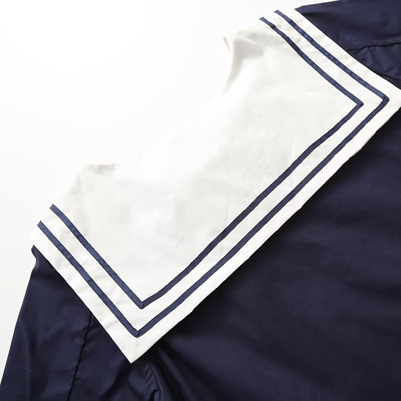 Dream Box 2022 Thu Đông Phong Cách Mới Váy Cotton Chữ A Phong Cách Hàng Hải Cho Nữ Có Nút Thắt Không Đều Và Cổ Thủy Thủ Tay Dài