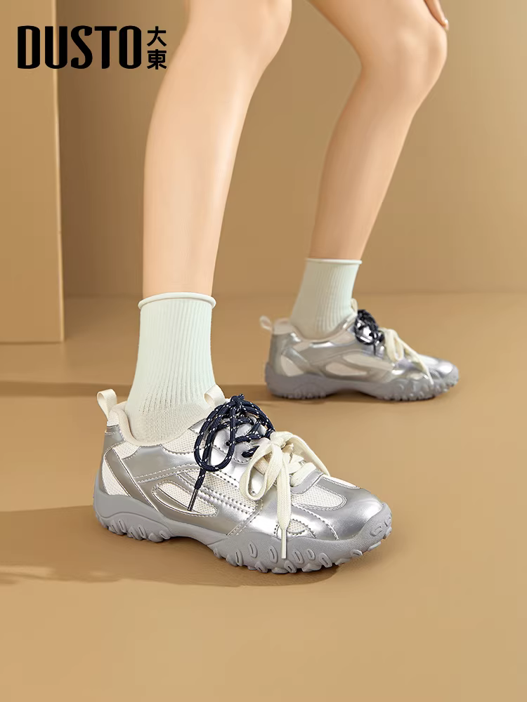 Giày nữ Dadong Agan 2025 mẫu mới thu đông, giày đế dày, giày tập luyện kiểu Đức, chất liệu lưới thoáng khí, kiểu dáng giày ba lê.