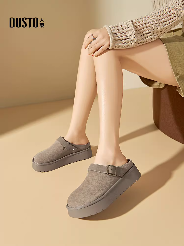 Giày mules nữ đi ngoài trời, kiểu Birkenstock mới mùa thu 2025, đế dày đa năng, phong cách retro giản dị.