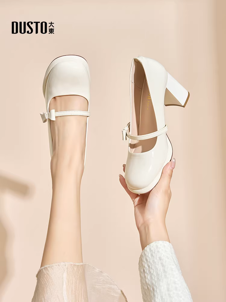 Giày bệt buộc dây kiểu Dadong dành cho nữ, mẫu mới thu đông 2025, giày đi dạo nhẹ nhàng, giày Mary Jane nữ, giày cao gót.