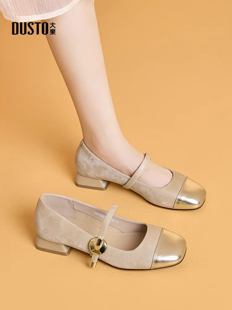 Giày bệt nữ Dadong kiểu dáng thanh lịch, mùa thu 2025, giày dự tiệc mới, phong cách retro Pháp phối chân váy, giày Mary Jane.