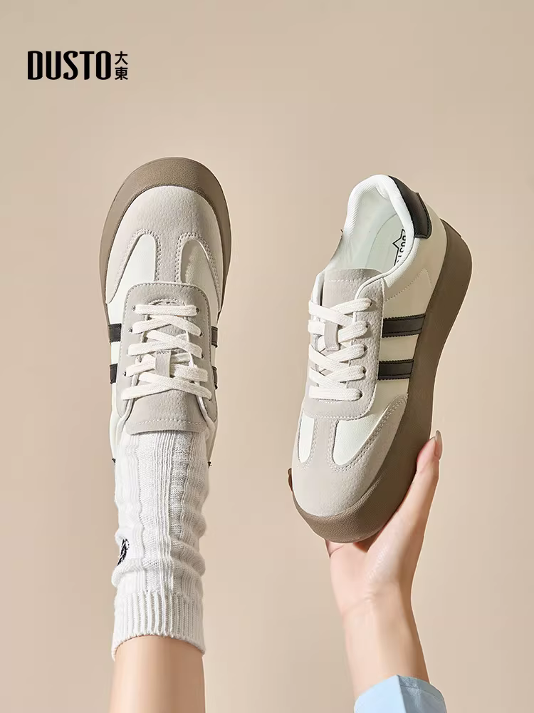 Giày thể thao đế dày Dadong dành cho nữ 2025, giày thấp cổ mới dành cho nữ, mùa thu đông, đa năng, giày thể thao thường ngày, giày trắng nữ
