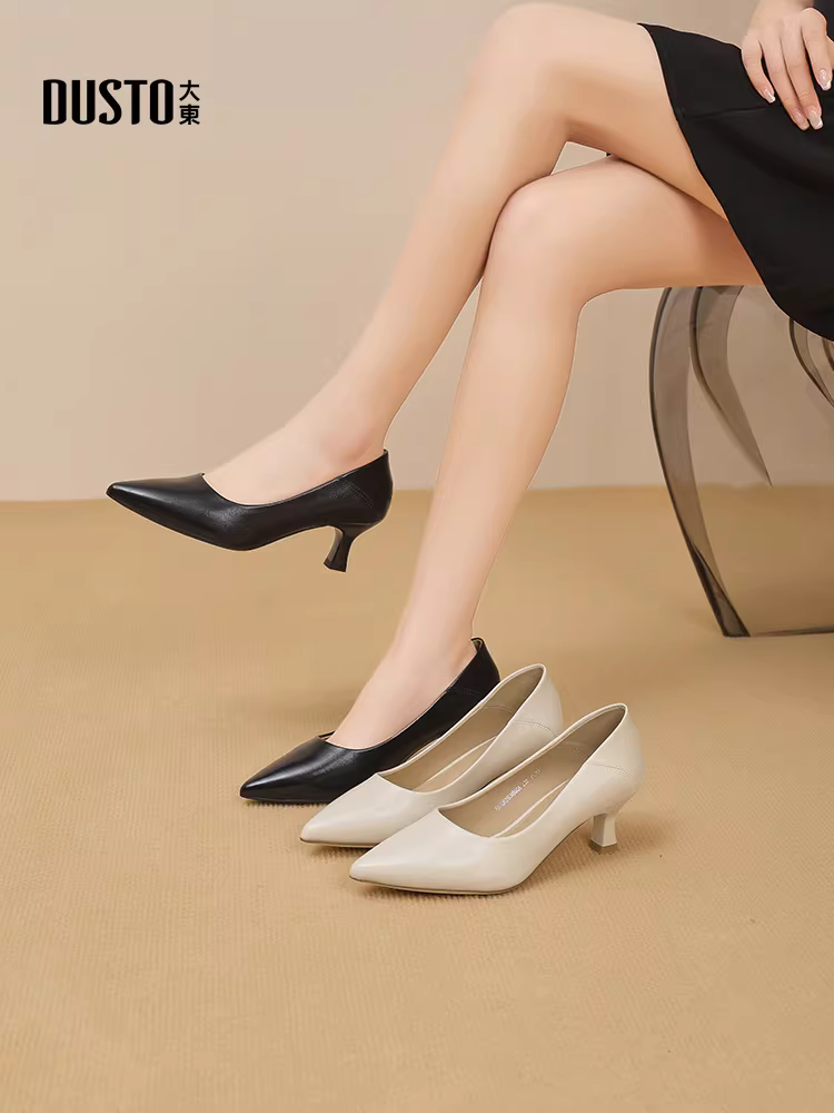 Giày lười mũi nhọn Dadong dành cho nữ, kiểu mới mùa thu 2025, giày đi làm, giày cao gót thanh lịch.