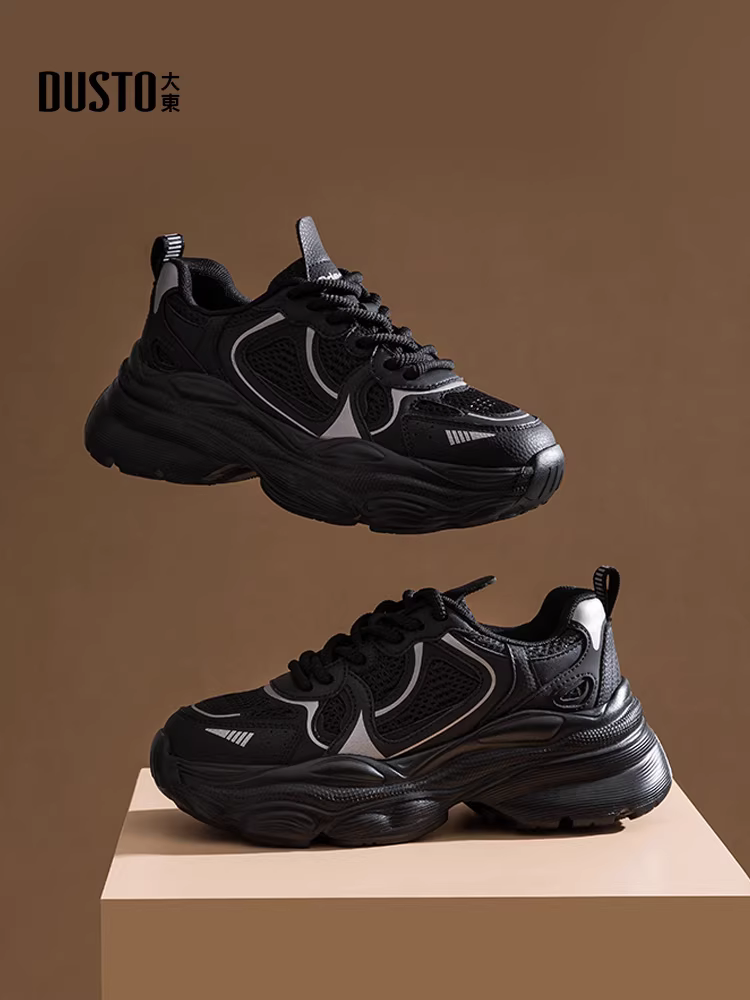 Giày thể thao bố dành cho nữ màu đen, giày thời trang thu đông 2025 mới, giày thể thao đế dày, phong cách thường ngày dành cho nữ.