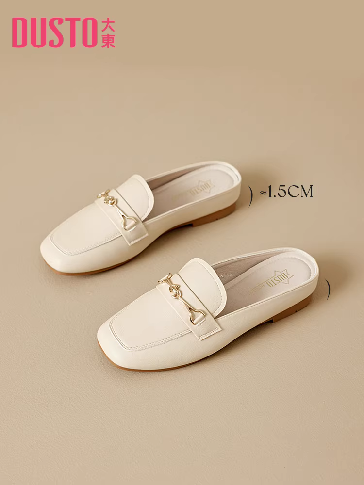 Giày mules nữ mùa hè 2025 kiểu mũi vuông, kiểu lười, dễ mang.