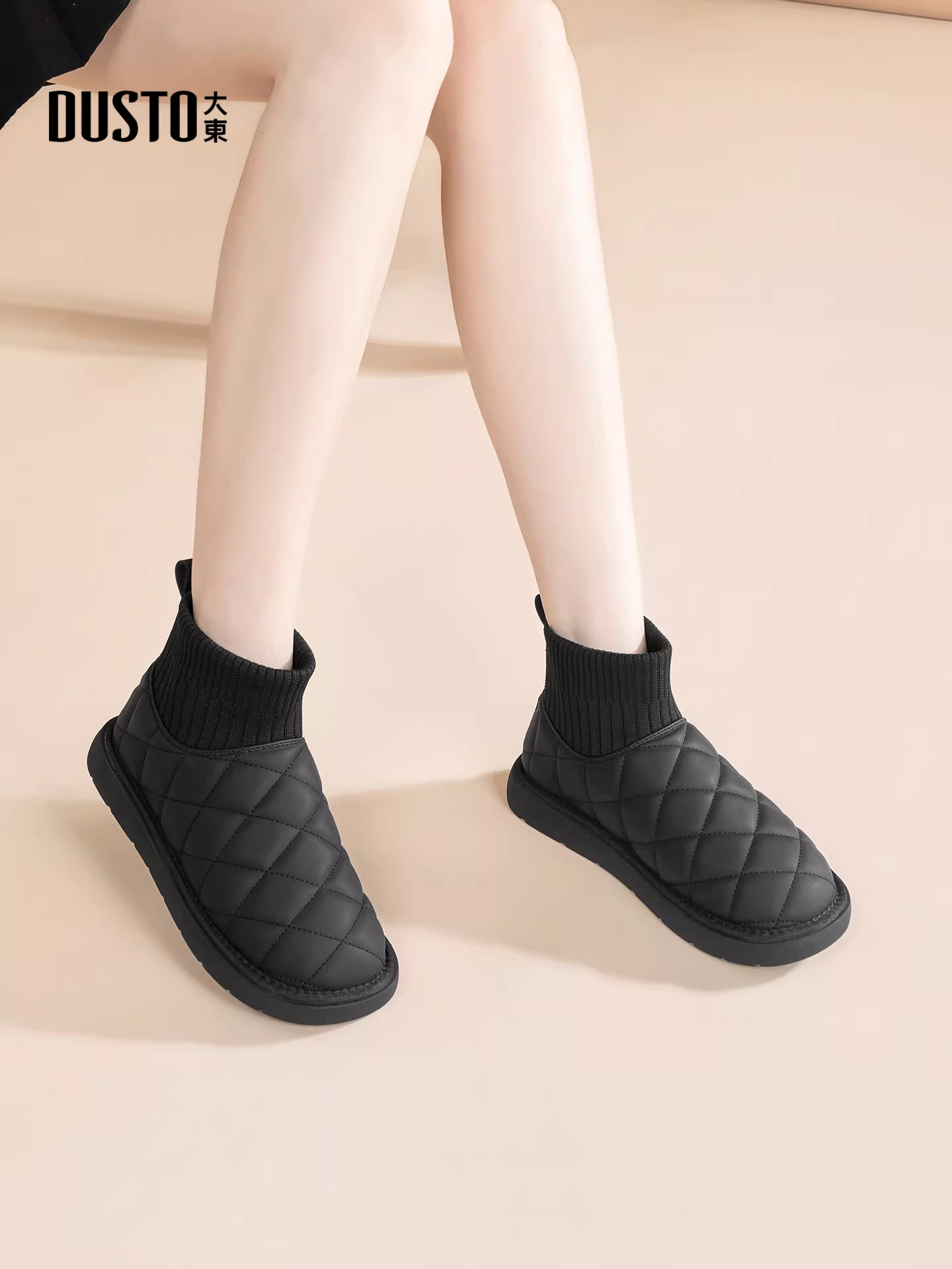 Giày bốt chống trượt chống thấm nước Dadong dành cho nữ 2025 Giày cotton ấm áp lót lông cừu mùa đông mới Giày bốt ngắn đế dày dành cho nữ