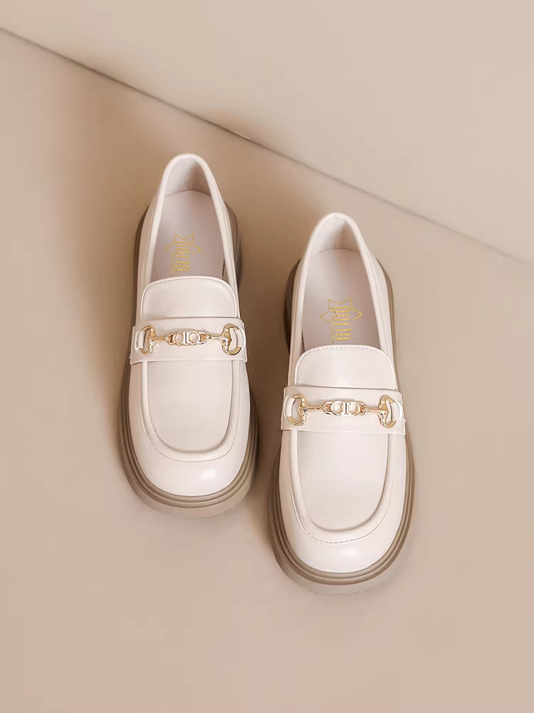 Giày lười đế dày màu đen Dadong dành cho nữ 2025 mới thu đông đa năng phong cách Anh Quốc JK giày da nhỏ đế mềm đi làm giày nữ