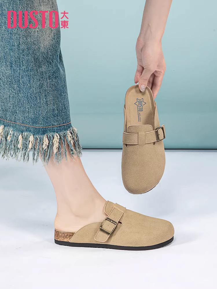 Giày Birkenstock Dadong dành cho nữ, kiểu mới thu đông 2025, dép đi ngoài trời kiểu kín mũi, dép đế dày, thích hợp phối cùng váy.