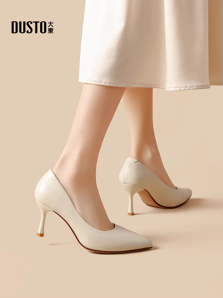 Giày cao gót Dadong thanh lịch và đẹp mắt dành cho nữ, kiểu dáng thu mới 2025, phối chân váy, mũi nhọn, đế mềm, miệng giày nông, giày đơn nữ.