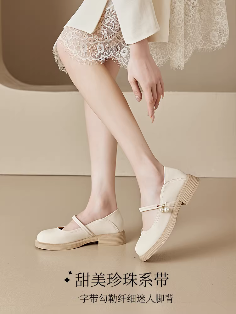 Giày nữ Dadong Mary Jane, mẫu mới mùa thu 2025, giày da đế dày đa năng, phù hợp phối cùng chân váy, giày lười đế thấp.