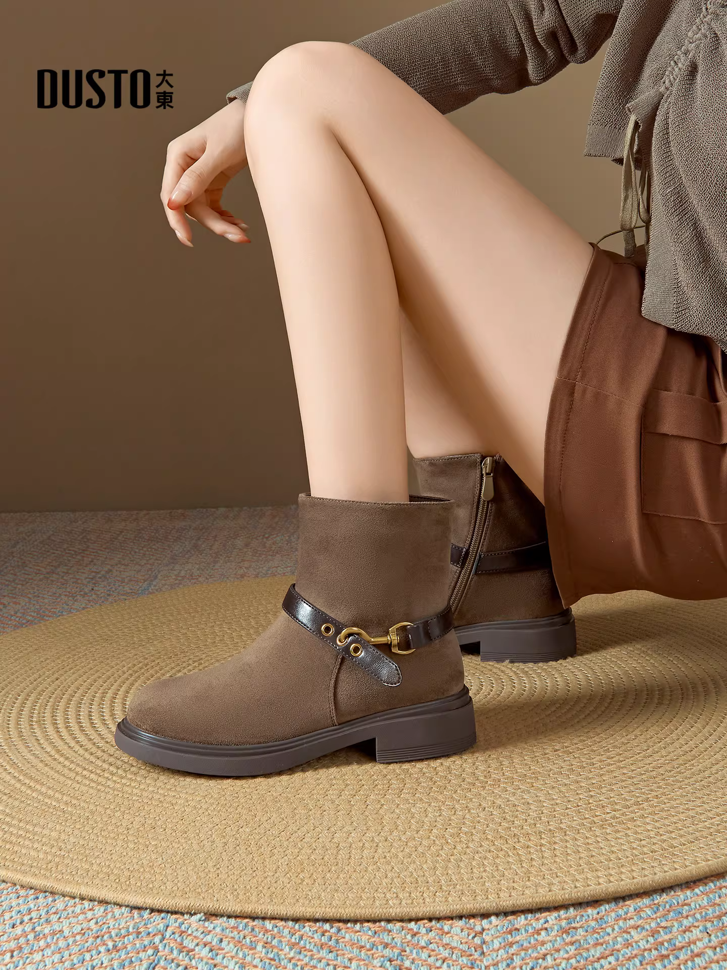 Giày bốt ngắn Dadong Birkenstock nữ 2025 mới thu đông kiểu cổ điển phương Tây mũi tròn đa năng kiểu Martin Melard