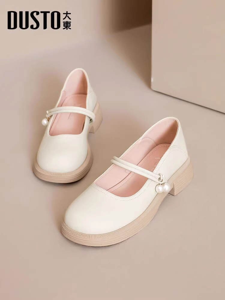 Giày nữ kiểu Pháp Dadong 2025, giày mùa thu mới dành cho nữ, phối cùng váy, giày lười, giày da nhỏ, giày Mary Jane.