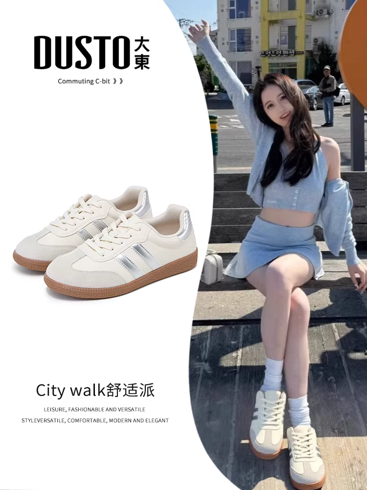 Giày nữ Dadong Juhao Daxun 2025 Thu/Đông mới, giày nữ đa năng, giày trắng học sinh, giày thể thao đế dày, giày sneaker thường ngày