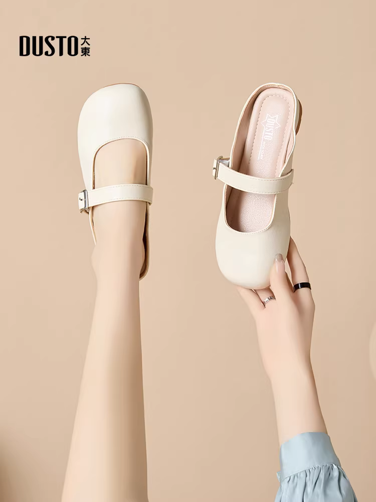 Giày nửa dép nữ của Dadao Baotou, mẫu mới mùa hè 2025, giày lười không dây để đi ngoài trời, dép đế thấp.