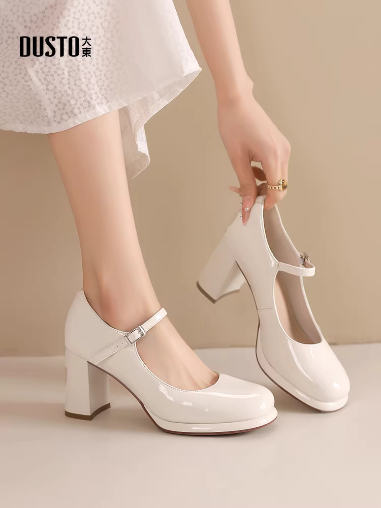 Giày Mary Jane đế thô kiểu Pháp Dadong dành cho nữ, mẫu thu đông 2025 mới, giày cao gót thoải mái không làm mỏi chân, hoàn hảo để phối cùng váy, giày đơn giản tuyệt đẹp.