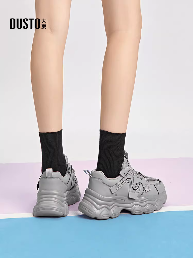 Giày thể thao đế dày nữ 2025 kiểu dáng mới thu đông, giày thể thao thường ngày nữ 2025, giày đen nữ