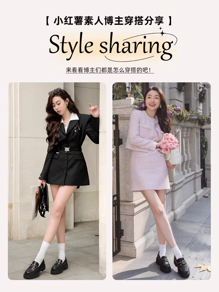 Giày lười nữ đế dày gót vuông, giày đen mới mùa thu đông 2025, giày nữ đơn giản, giày da nhỏ kiểu Anh.