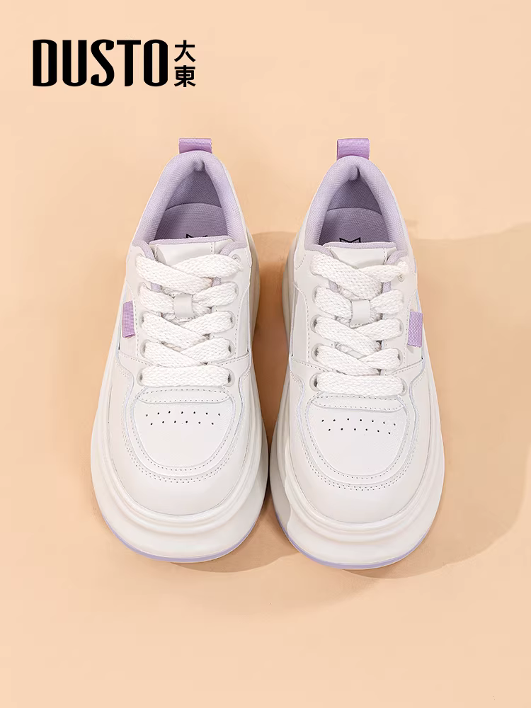 Giày thể thao nữ đế dày 2025 mẫu mới hot thu đông, giày tăng chiều cao đa năng mũi tròn màu trắng dành cho nữ