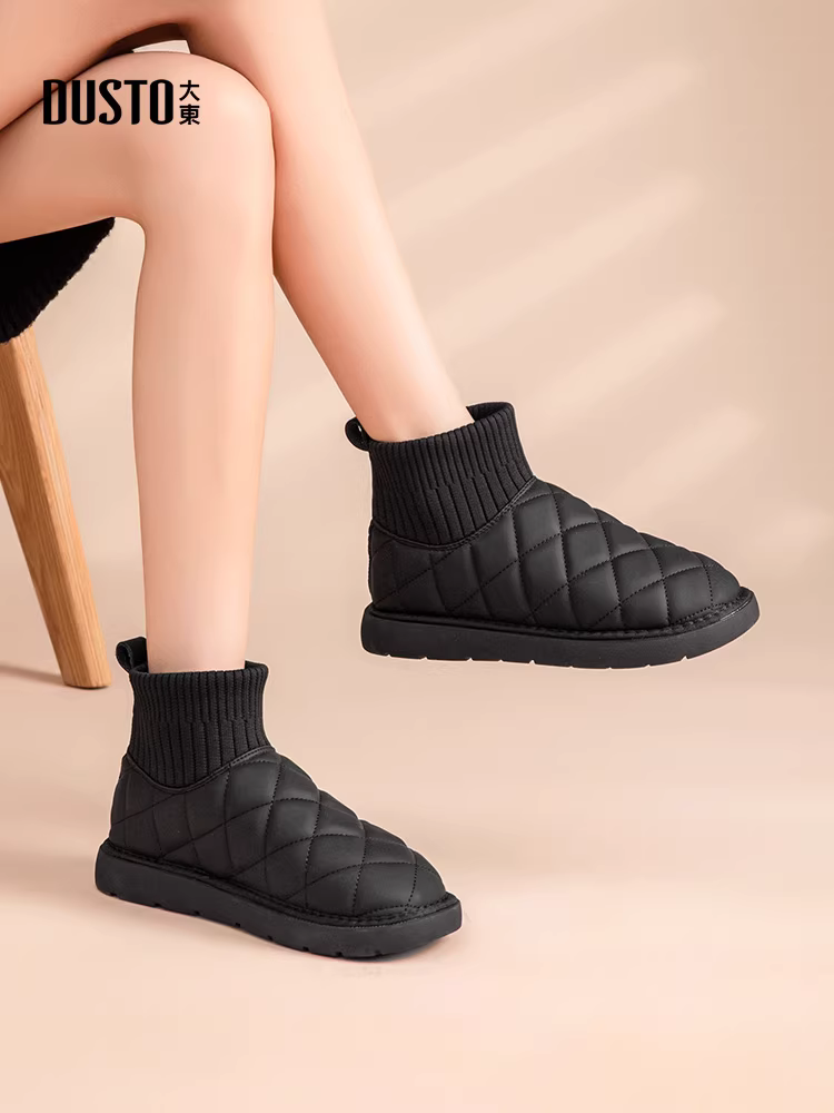 Giày bốt đi tuyết đế dày Dadong dành cho nữ 2025, mẫu mới mùa đông, đi ngoài trời, có lớp lót lông mềm và giày bông dày kiểu Đông Bắc, chống trơn trượt và giữ ấm.