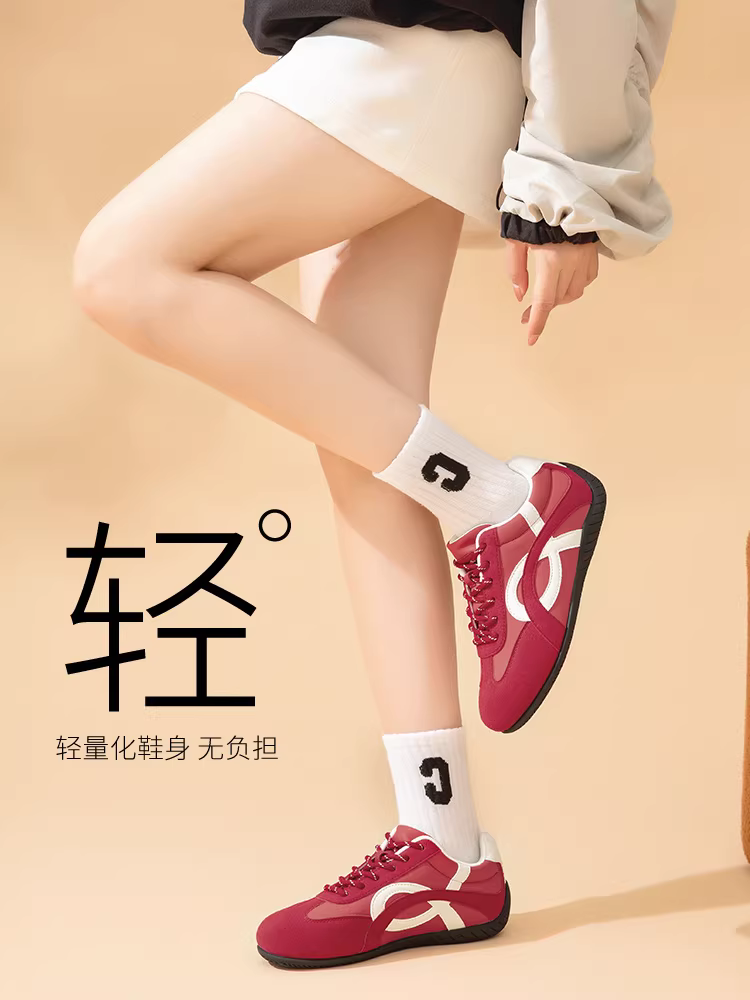 Giày thể thao Dadong đỏ dành cho nữ, mẫu mới thu đông 2025, thời trang, giày thể thao thường ngày, kiểu retro, đa năng, giày chạy bộ