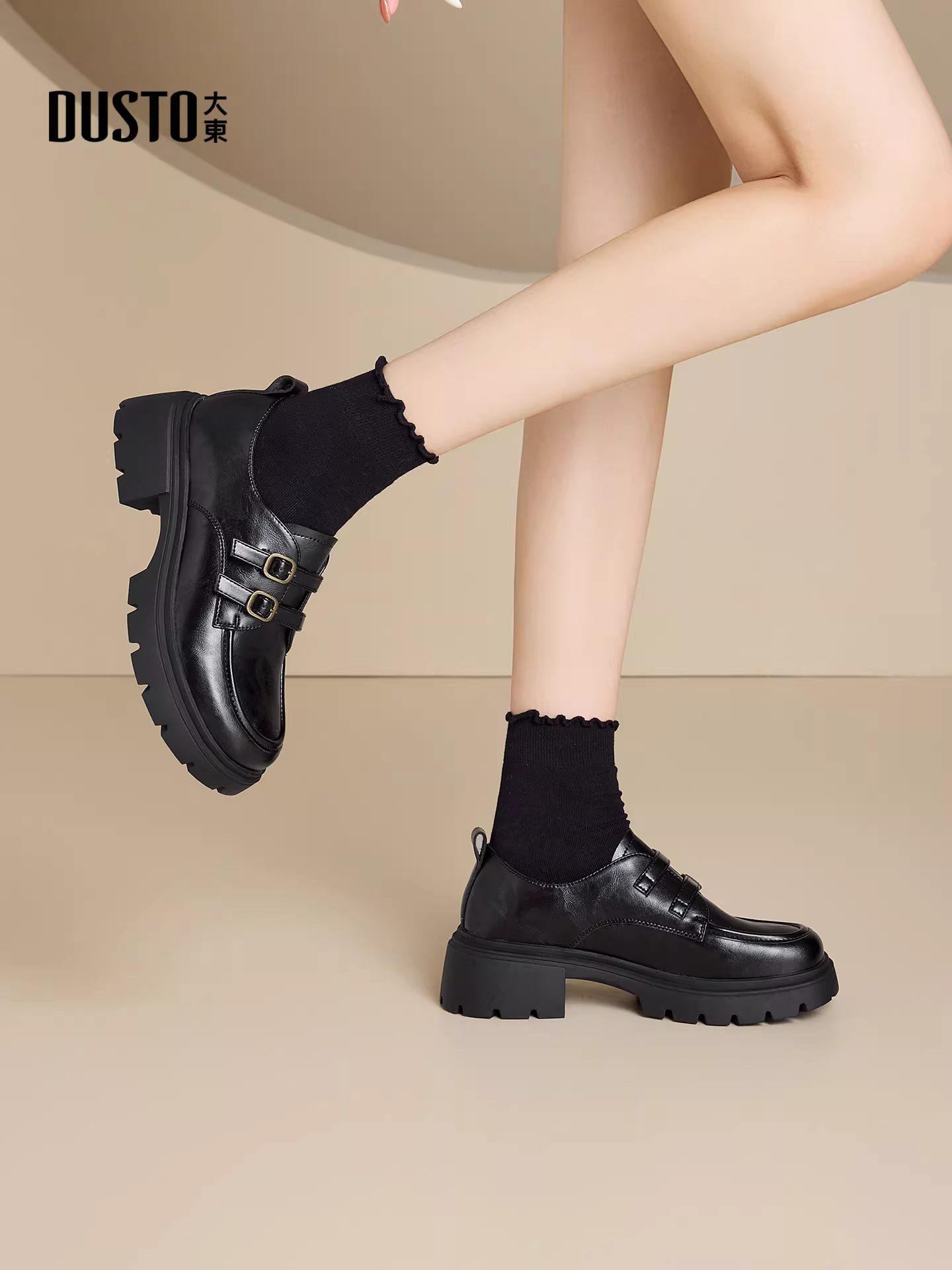 Giày lười nữ kiểu mới mùa đông 2025, phối cùng chân váy, giày đơn cổ sâu, giày nữ đế dày gót cao, giày da nhỏ kiểu retro.