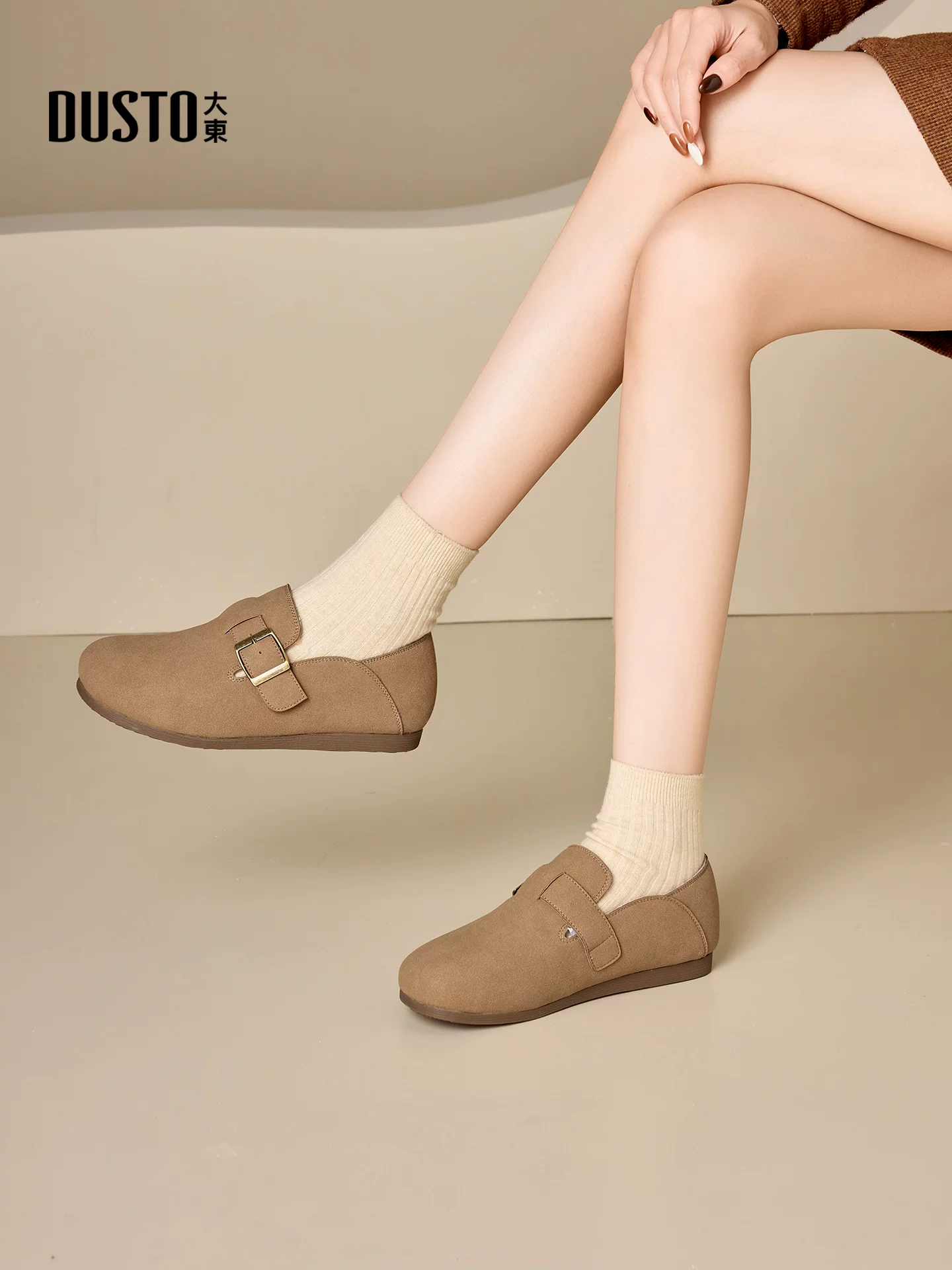 Giày Birkenstock lót lông cừu Dadong dành cho nữ 2025, giày mùa đông mới, kiểu lười, giữ ấm, chất liệu cotton, đế bằng mềm mại