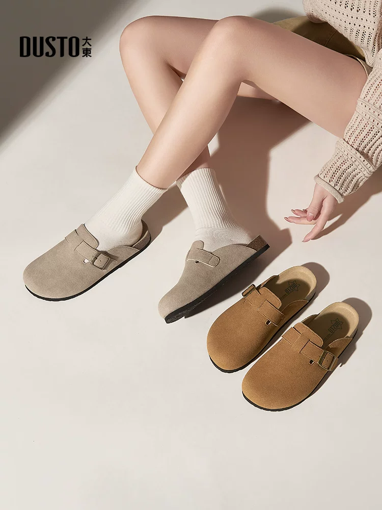 Dép nữ kiểu Birkenstock đi ngoài trời, mẫu mới thu đông 2025, đế dày mềm, kiểu lười đi câu cá, kiểu Birkenstock, mũi kín, nửa dép.