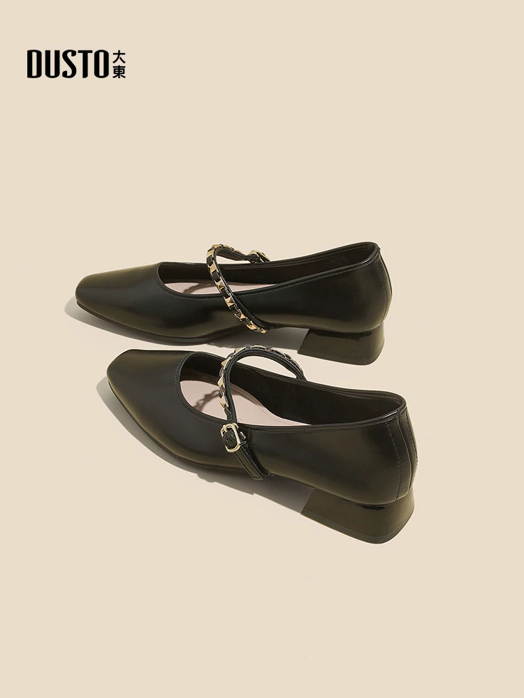 Giày Mary Jane kiểu Pháp sang trọng của Dadong dành cho nữ, bộ sưu tập thu mới 2025, phù hợp với chân váy, gót thấp, gót thô, miệng giày nông.