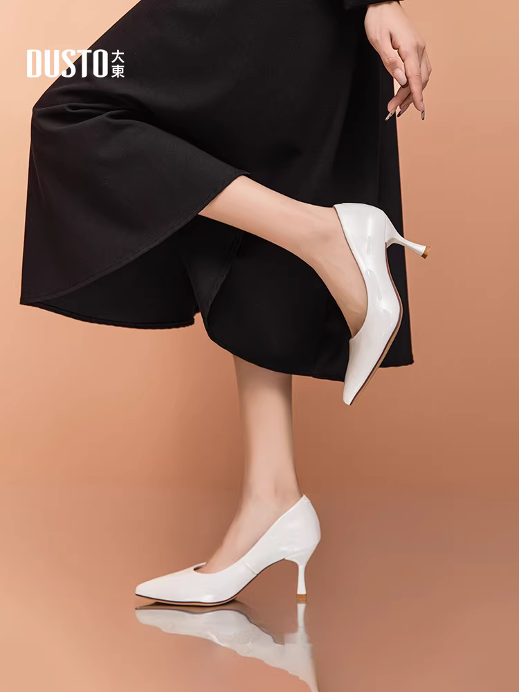 Giày cao gót Dadong dành cho nữ, kiểu mới mùa thu 2025, giày lười đi làm, giày cao gót mũi nhọn sang trọng và thanh lịch.