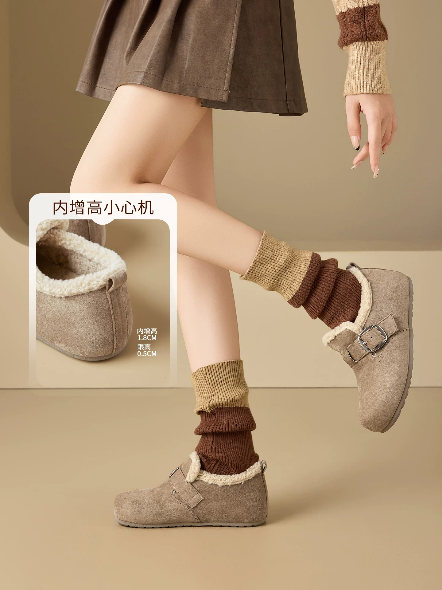 Giày nữ Dadong kiểu Birkenstock, tất cả đều được bao gồm, mẫu mới mùa đông 2025, lót lông cừu dày dặn, giữ ấm, chất liệu cotton, kiểu lười, giày bốt lông ấm áp đi tuyết