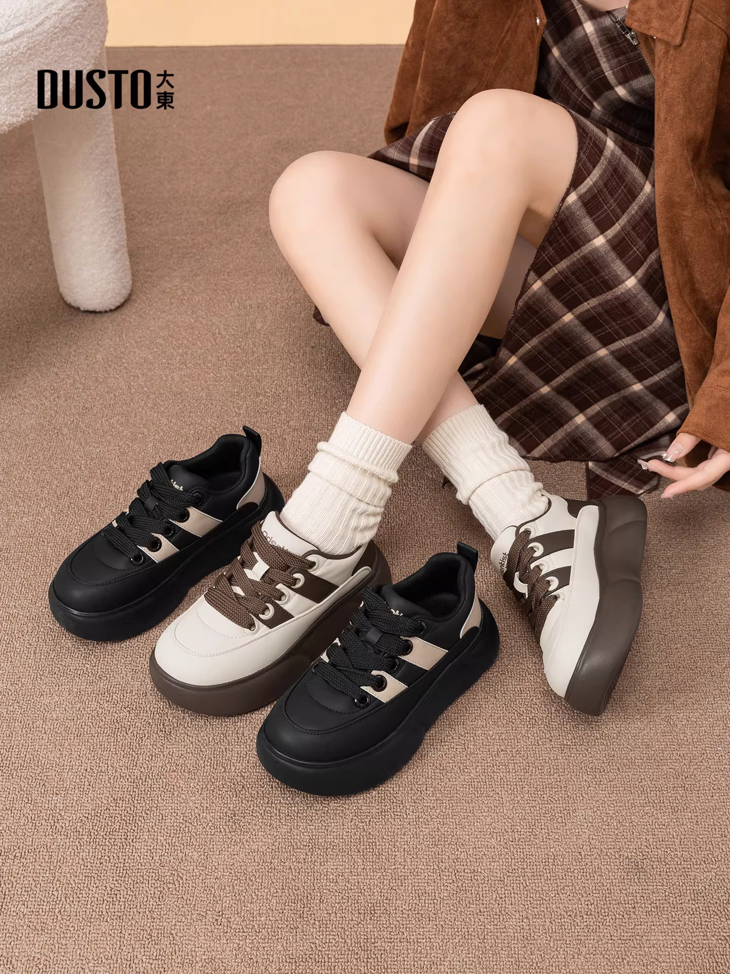 Giày thể thao nữ đế dày mùa đông 2025, giày lười nữ đế xuồng, giày trắng đa năng