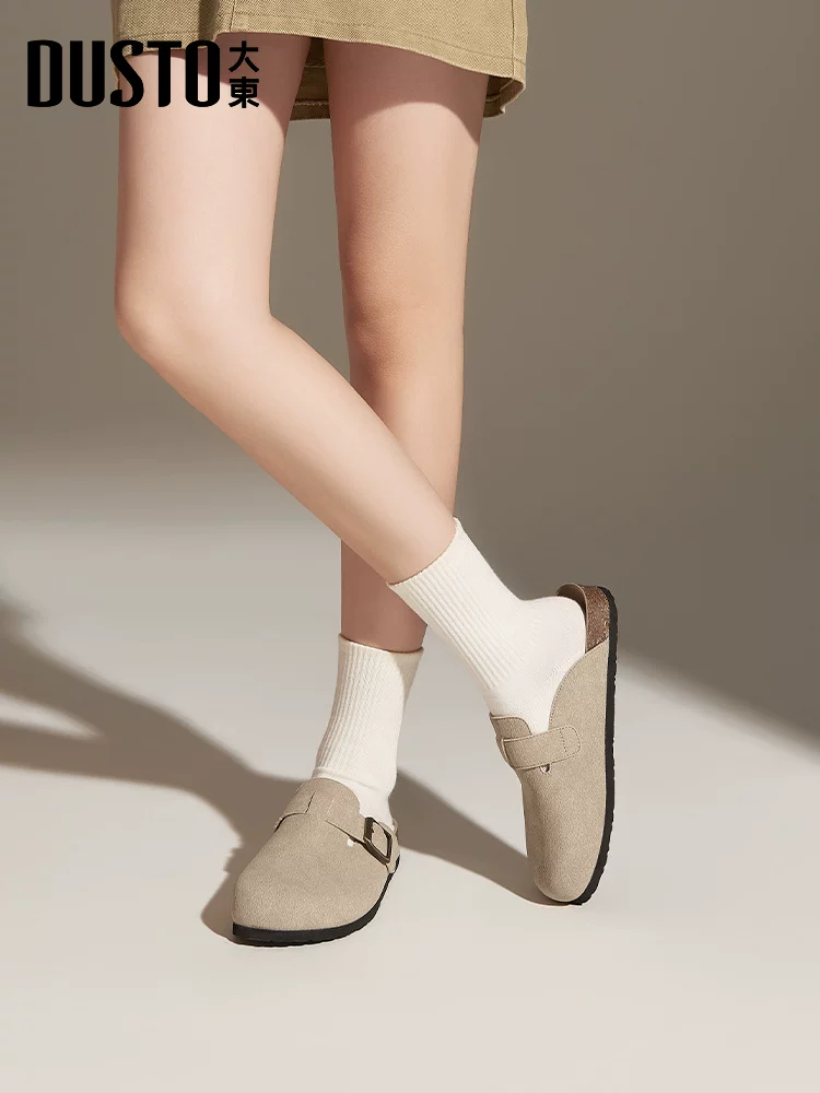 Giày Birkenstock đế dày nữ 2025 mẫu mới mùa thu, kiểu lười, giày Birkenstock mũi kín, kiểu nửa dép dành cho nữ, đi ngoài trời