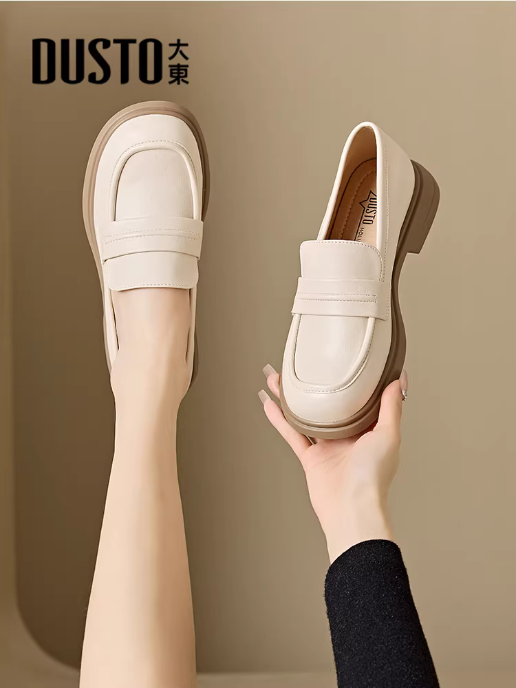 Giày Loafer Dadong Nữ Thu Đông 2025 Phong Cách Anh Quốc Màu Đen Đế Dày Đa Năng Đi Làm Giày Da Giày Đồng Phục JK