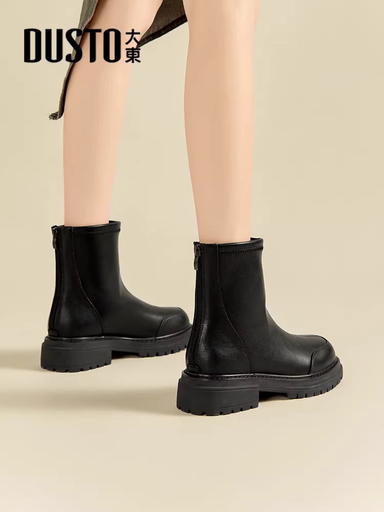 Giày Chelsea đế dày Dadong dành cho nữ 2025, mẫu mới thu đông, giày nữ dáng ôm, giày ngắn nữ màu đen đang thịnh hành năm nay