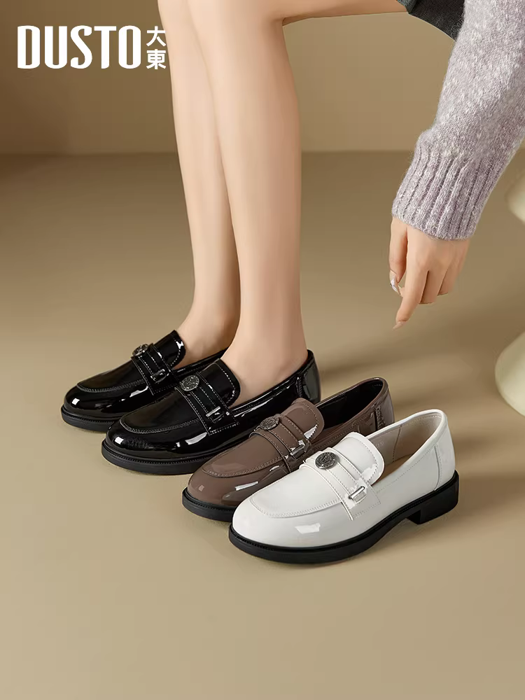 Giày Loafer Da Bóng Dadong Gold Coin Nữ Thu Đông 2025 Mẫu Mới, Dễ Mang, Đế Mềm, Đa Năng, Dùng Đi Làm