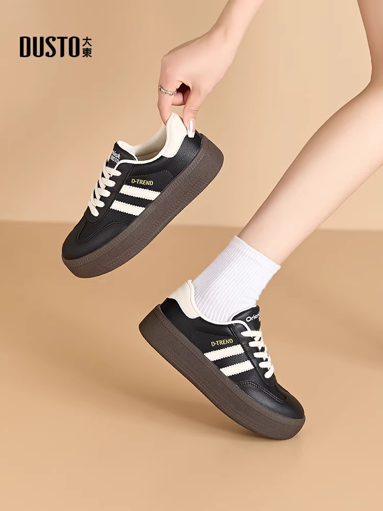 Giày thể thao đế dày Dadong dành cho nữ, giày đen mùa thu đông mới 2025, giày thể thao đế mềm dành cho nữ, giày tập luyện của Đức.