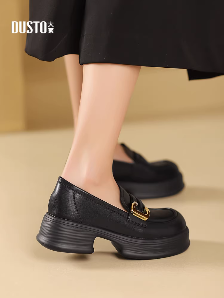 Giày lười trắng Dadong dành cho nữ 2025, mẫu mới thu đông, đế mềm êm ái, giày nữ đế dày, kiểu Pháp Hepburn, giày da nhỏ nhắn