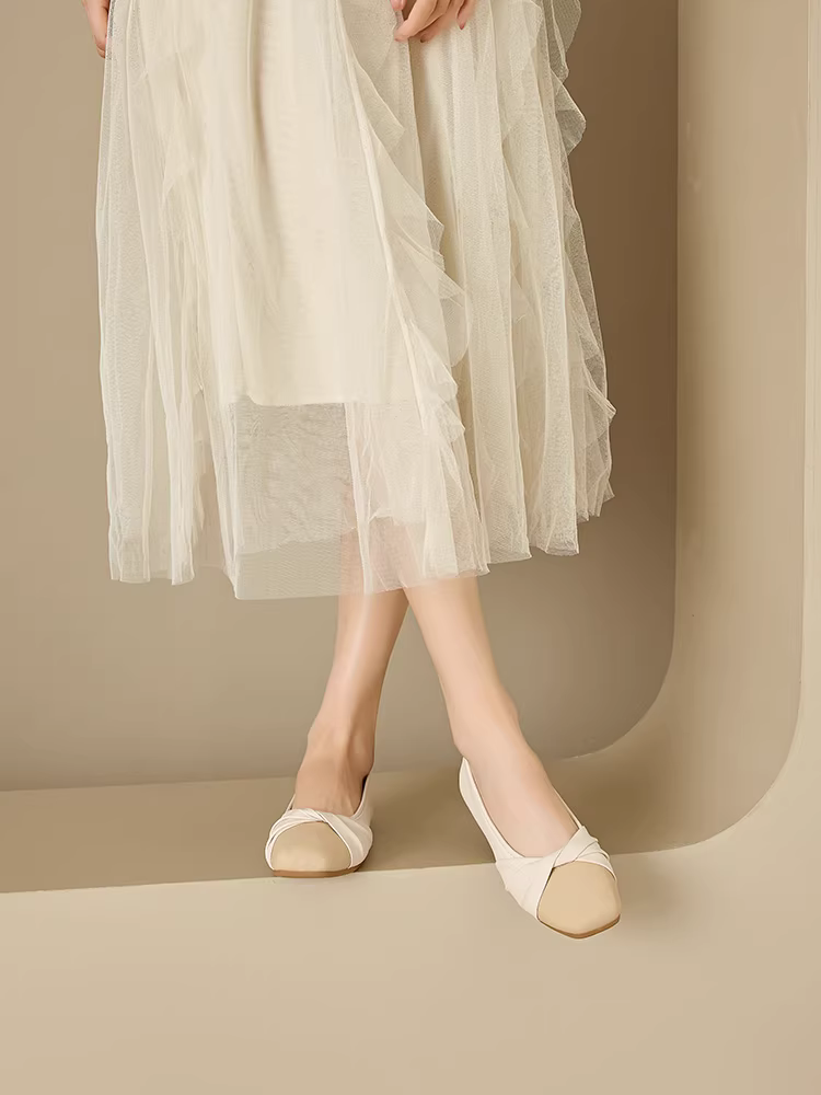 Giày bệt kiểu Pháp Dadong sang trọng dành cho nữ, mẫu mới mùa thu 2025, giày lười nữ, giày miệng nông.